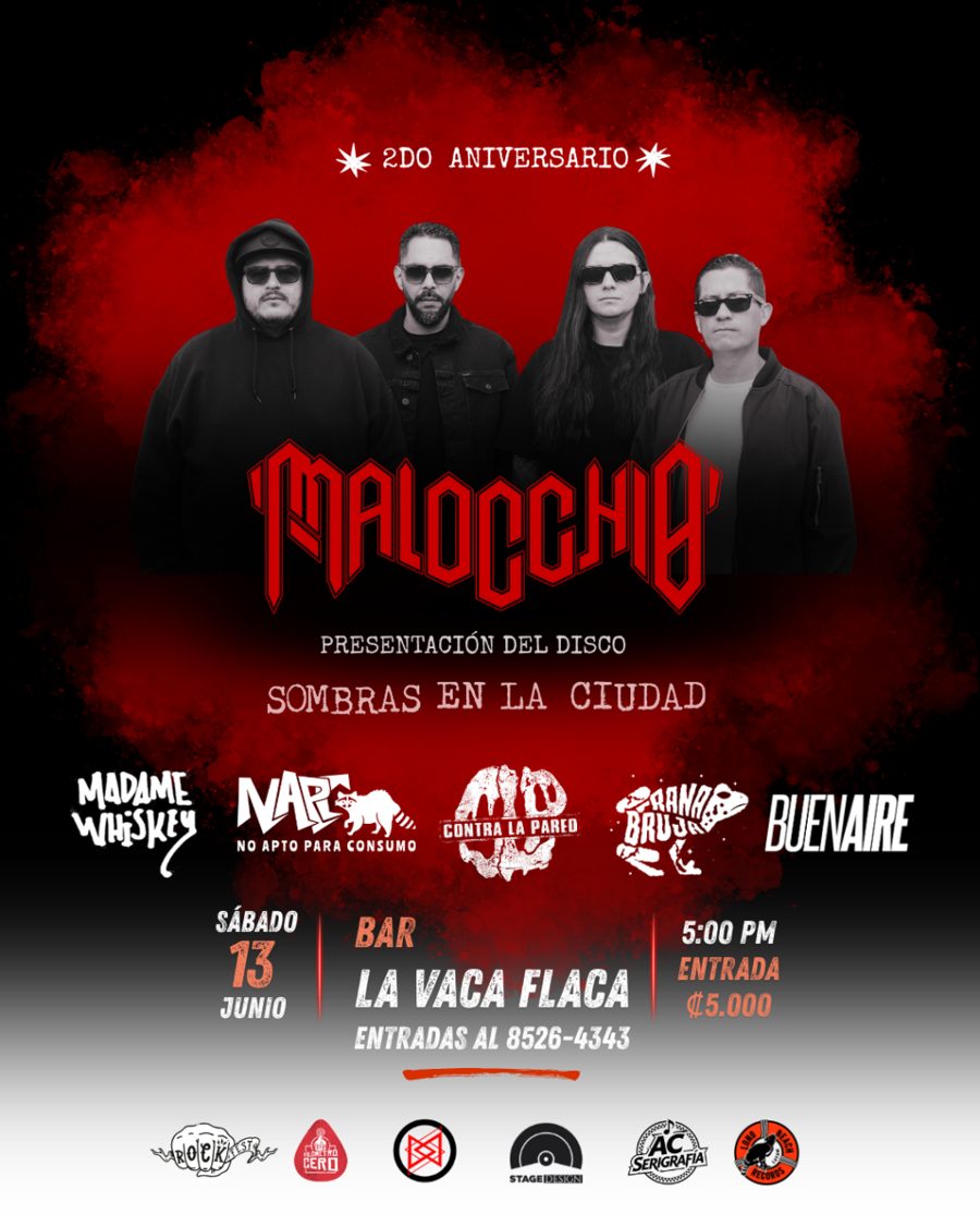 Afiche del segundo aniversario de Malocchio en Bar La Vaca Flaca