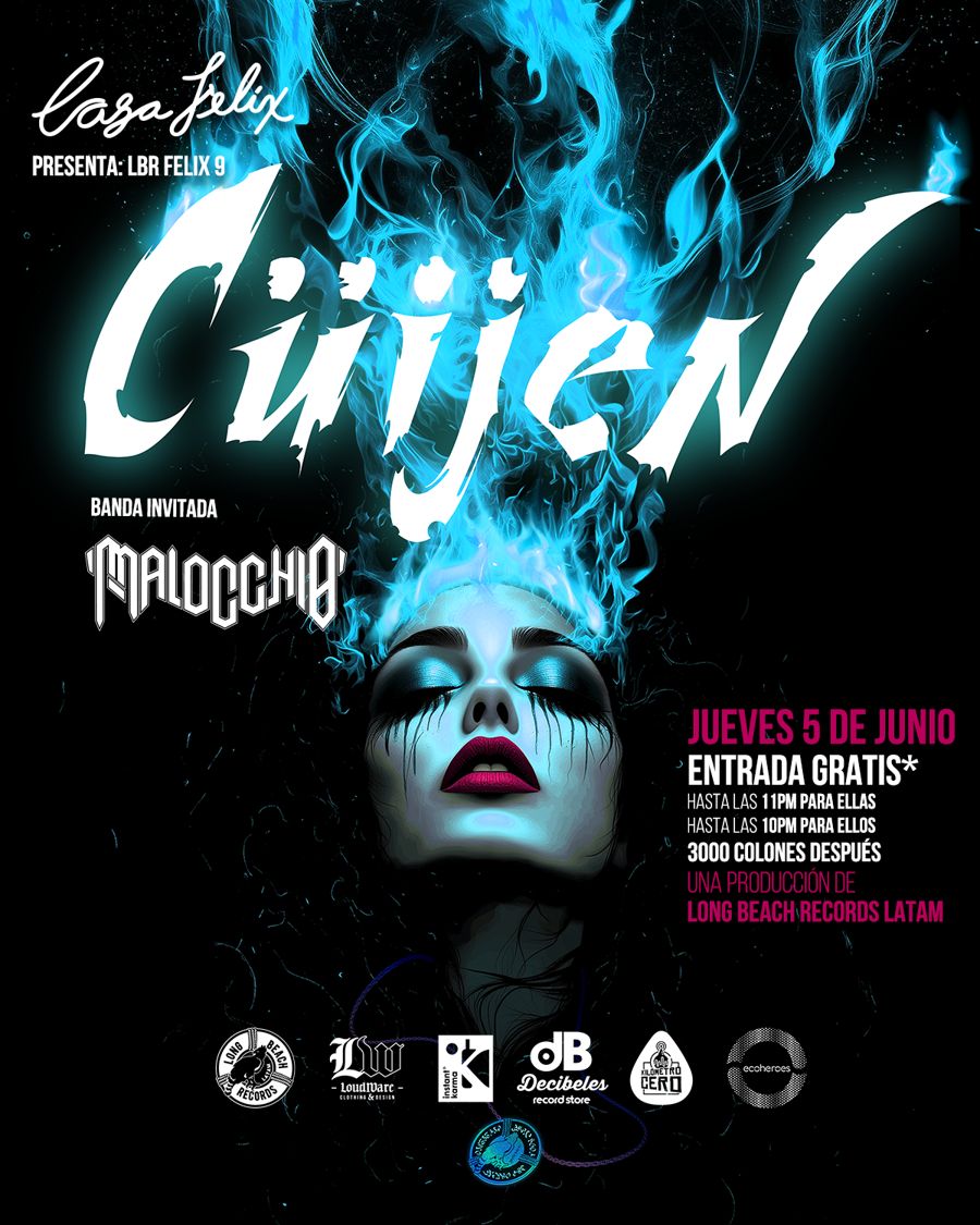 Afiche de Cuijen con Malocchio como banda invitada en Casa Félix