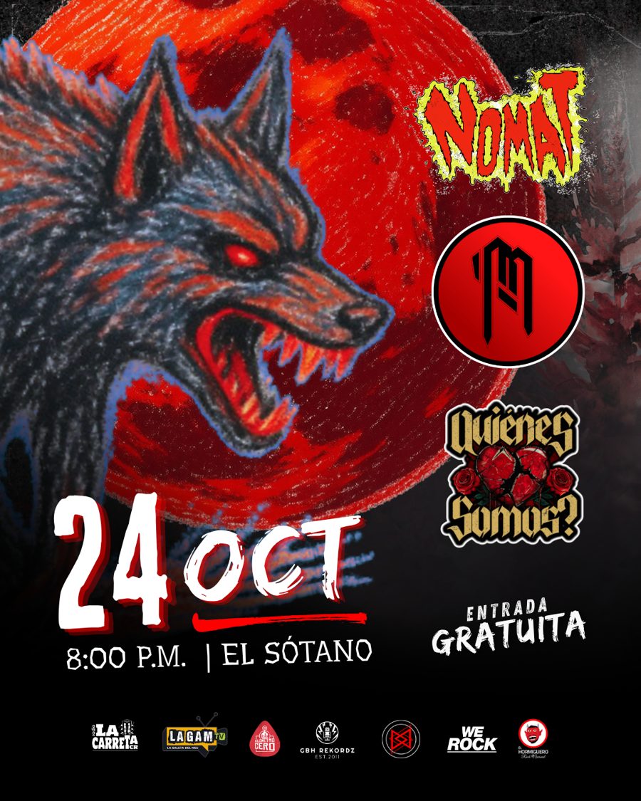 Afiche del concierto del 24 de octubre en El Sótano con Nomat, Malocchio y ¿Quiénes Somos?